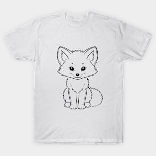 Cute Baby Arctic Fox Animal Outline T-Shirt